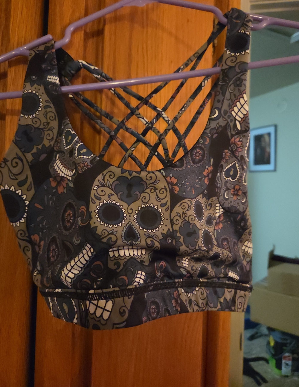 Constantly Varied Gear Black Sugar Skull Strappy Sports Bra